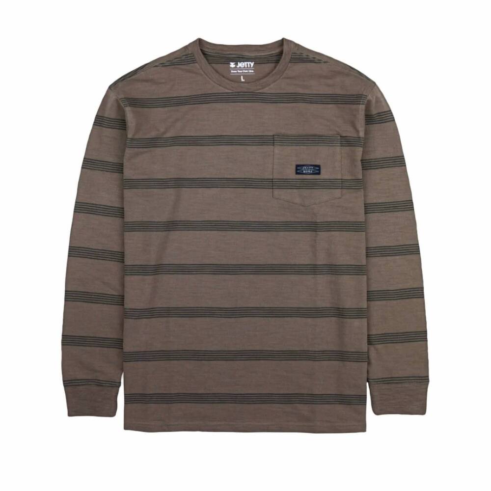 NEW JETTY men's falcon pehala slub long sleeve tee in brown